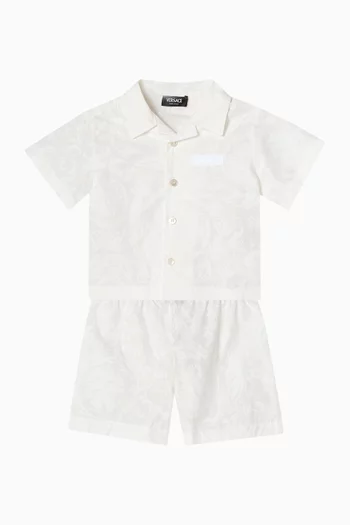 Barocco Shirt & Shorts Set in Cotton-poplin