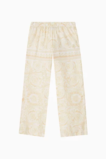 بنطال بنقشة باروكية حرير تويل