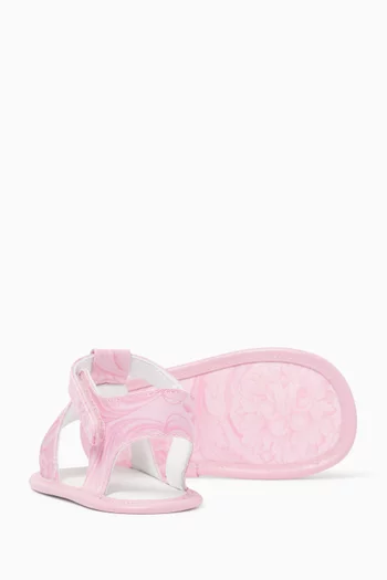 Baroque Print Sandals in Leather