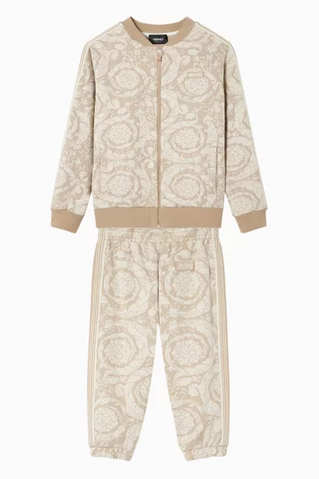 سويت شيرت بنقشة باروكو بسحّاب قطن