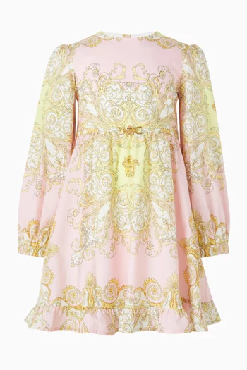 فستان بنقشة باروكية قطن بوبلين