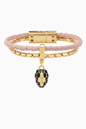 Serpenti Forever Bracelet in Leather & Gold-plated Brass