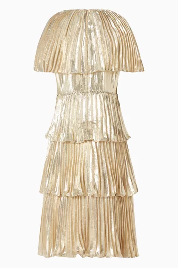 Gold Metallic Tiered Dress