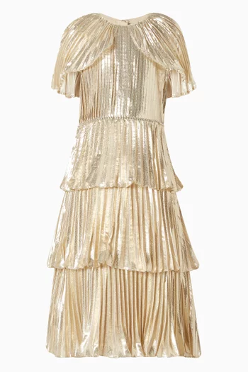 Gold Metallic Tiered Dress