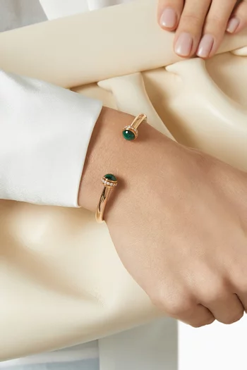 Possession Malachite & Diamond Open Bangle Bracelet in 18kt Rose Gold