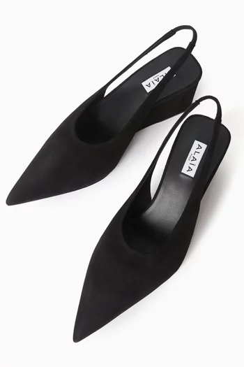 حذاء كلاسيك بسير خلفي وكعب ويدج 75 مم شمواه