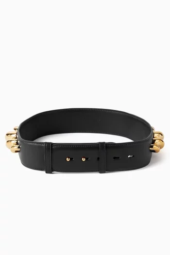 حزام بحلقات معدنية رفيعة جلد