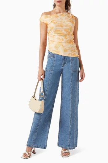 بلوزة كلير بكتف مكشوف قماش شبكي