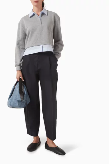 Ls Crop Combo Polo Shirt in Cotton