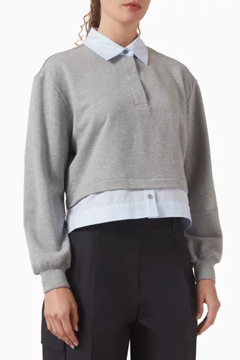 Ls Crop Combo Polo Shirt in Cotton