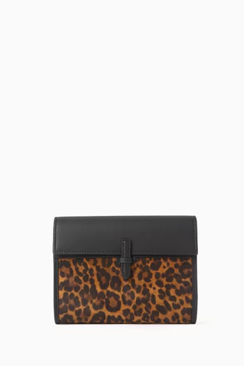 Small Clutch in Leopard-printed Suede & Leather