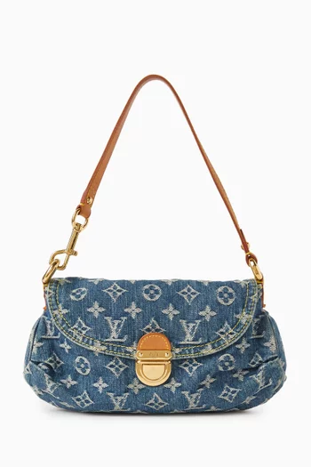 2000s Pleaty PM Shoulder Bag in Denim