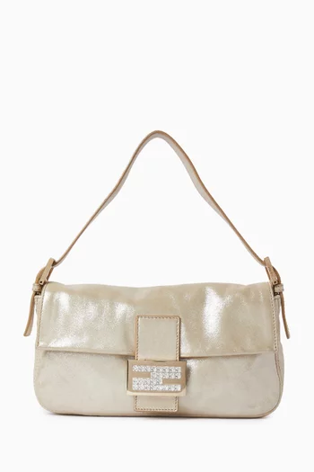 2000s Baguette Shoulder Bag in Laminated Leather