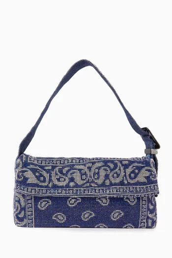 حقيبة كتف فيتي غراندي قماش شبكي مرصعة بالكريستال