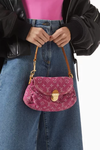 2000s Pleaty PM Shoulder Bag in Denim