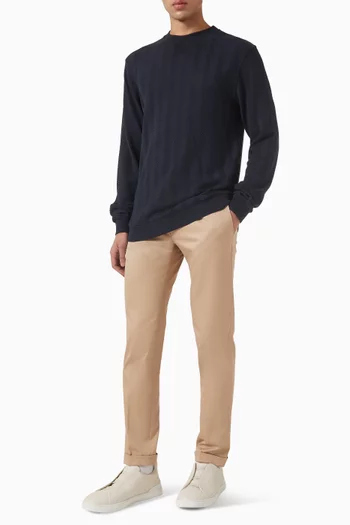 سويت شيرت بنقشة خطوط متعرجة بنفس اللون مزيج قطن