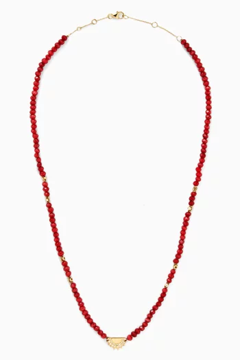 قلادة رقبة ماي سكاي بدلاية بشكل شمس مرصعة بالماس وأحجار اليشم ذهب عيار 18