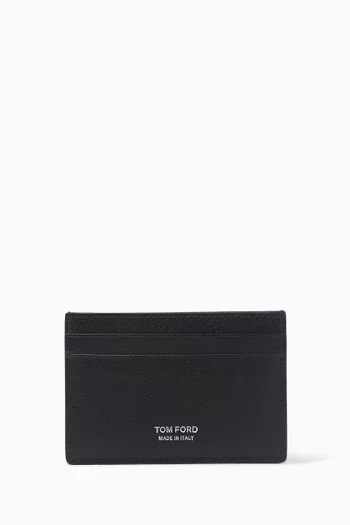 Elongated T Line Card Holder in Leather