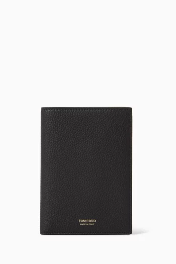 Elongated T Line Passport Holder in Leather