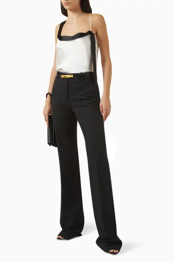 Tuxedo Band Cami Top in Silk-satin