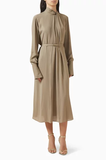 Belted Shirt Dress in Georgette