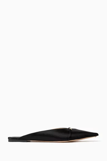Julianne Flat Mules in Satin