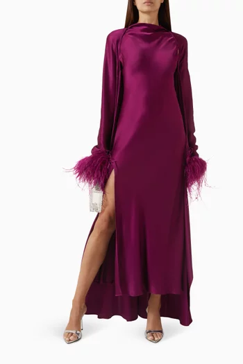 Doubleface Drape Neck Maxi Dress in Satin