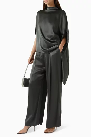 Relaxed Pleated Pants in Satin