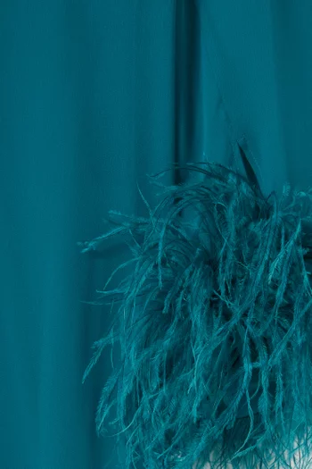 Feather-trim Dress in Georgette