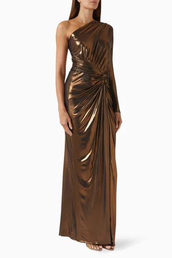 One-shoulder Draped Maxi Dress