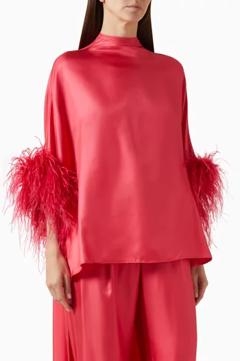 High-low Mockneck Top in Silk-twill