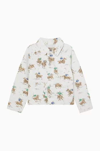 Equestrian-print Utility Jacket in Denim