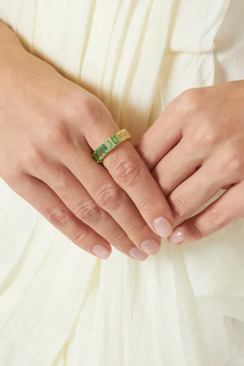 Cotton Candy Baguette Ring in 18kt Gold-plated Silver