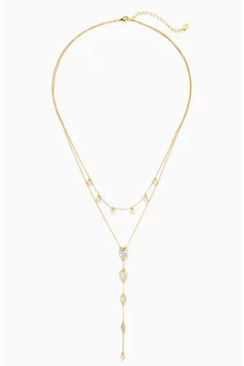 Double Teardrop Lariat Necklace in 18kt Gold-plated Silver