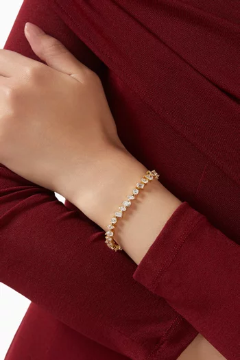 سوار تنس مرصع بأحجار غير منتظمة نحاس مطلي ذهب عيار 18