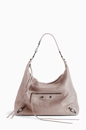 Medium Le City Hobo Bag in Arena Lambskin