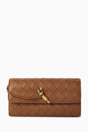 Large Andiamo Flap Wallet in Intrecciato Leather