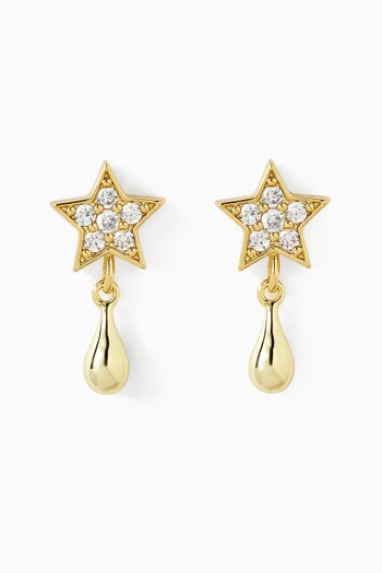 Star Mini Crystal Earrings in 18kt Gold-plated Metal