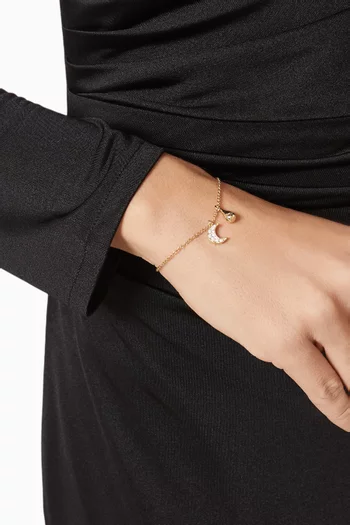 سوار مون بتصميم سلسلة معدن مطلي ذهب عيار 18