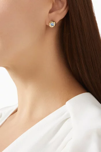 أقراط كارلو مزينة بحجر توباز كريستالي معدن مطلي ذهب عيار 18