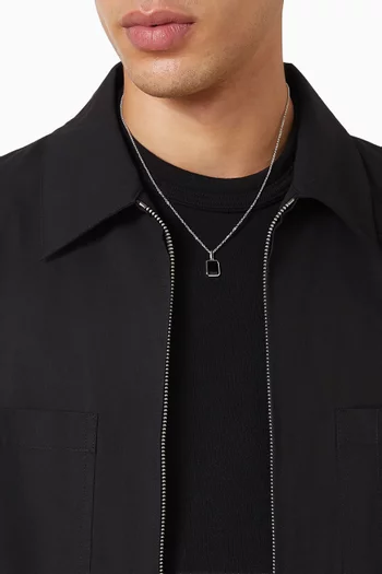 قلادة مرصعة بحجر عقيق مستطيل فضة إسترلينية