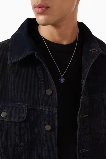 قلادة بدلاية مرصعة بحجر لازورد خماسي الأضلاع فضة إسترلينية