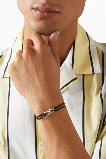 Bent Nail Cord Bracelet in Sterling Silver