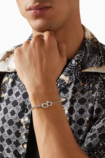 سوار بتصميم سلسلة وحلية على شكل مسمار مقوس فضة إسترلينية