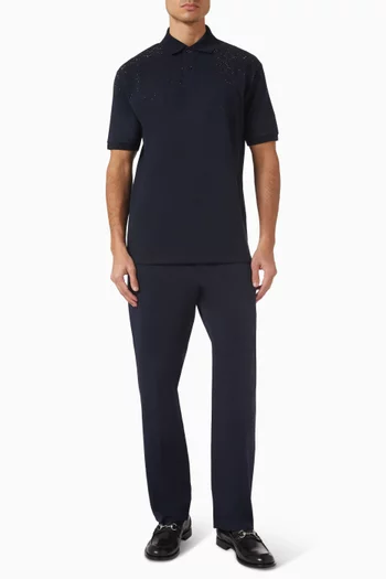 تي شيرت بولو مرصع بالكريستال قطن بيكيه