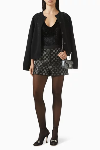 GG Crystal Shorts in Wool Tweed Lamé