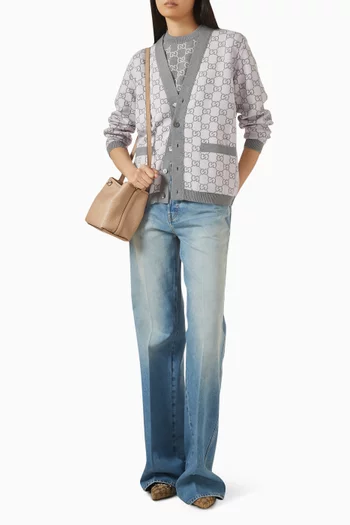 Reversible Jacquard Cardigan in Wool