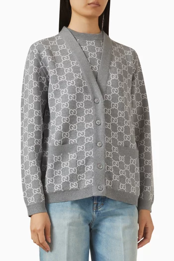 Reversible Jacquard Cardigan in Wool