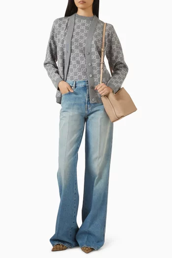 Flared Bleached Jeans in Denim