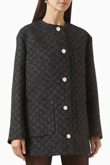 Collarless Jacket in GG Boutonné Wool Tweed